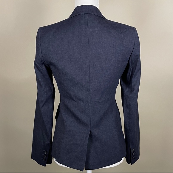 Theory Blazer in Navy Wool with Subtle Herringbone Patterning - Picture 5 of 8